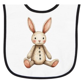 inktastic Vintage Plush Bunny Rabbit Baby Terry Cloth Bib White and Black 464b8