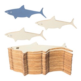Unfinished Shark Shaped Wood Tag Wood Cutout Blank Wood Slices Wooden Present Tags for Beach Nautical Decor Christmas Holiday Wedding Birthday Party Decoration20 Pcs