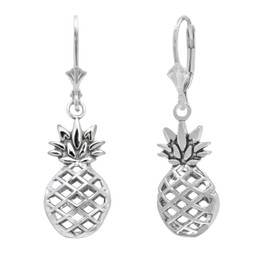 Sterling Silver Pineapple Leverback Earrings