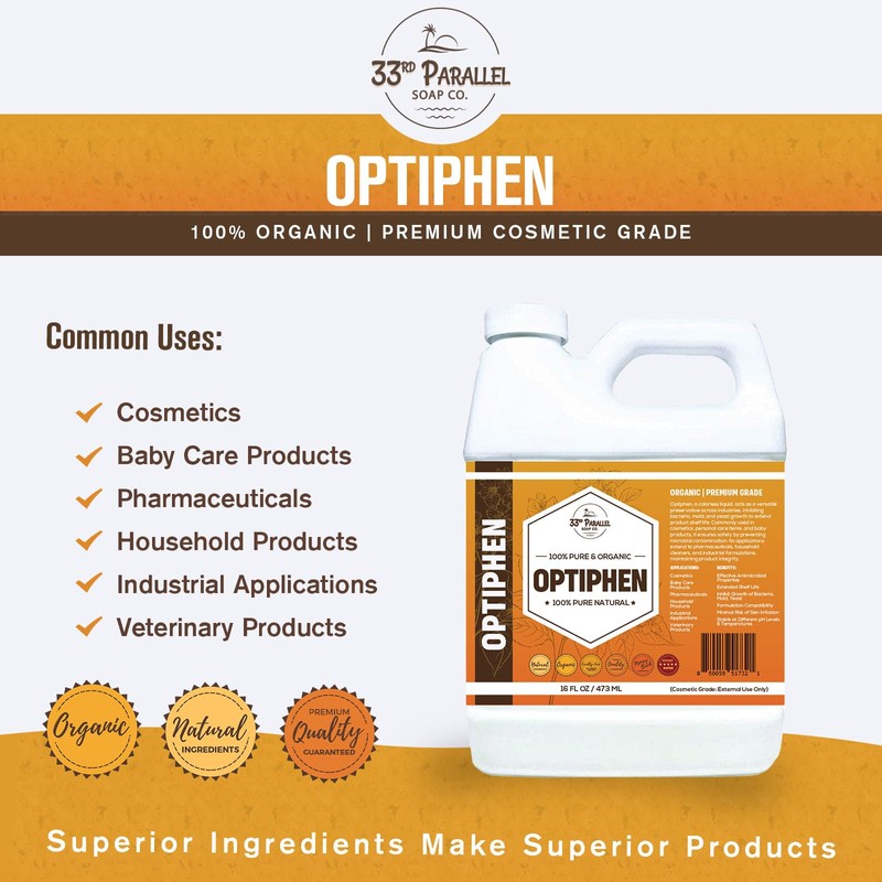 OPTIPHEN Natural Preservative (4 oz) Paraben-Free; Formaldehyde-Free; Water & Oil