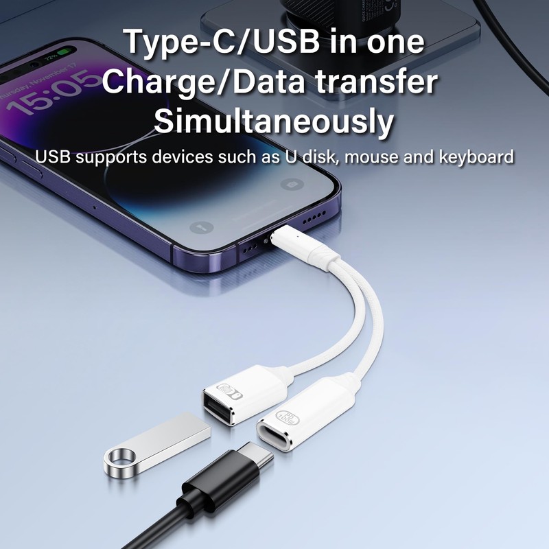 SinLoon USB C to USB OTG Adapter 1 in 2