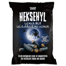 Licorice in Bag - Pingvin Tom Heksehyl Zout (Zoute Salmiak Staafjes/Salty Sticks Filled with Salmiak),10.6 oz - PACK OF 2