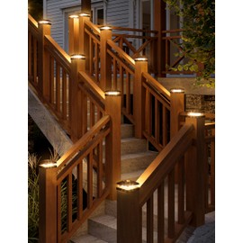 VOLISUN 4x4 Solar Fence - Post Cap Lights 16pack Outdoor Waterproof, Black Deck Post Cap Light with Warm White,for 4x4 Wooden/4x4 Vinyl