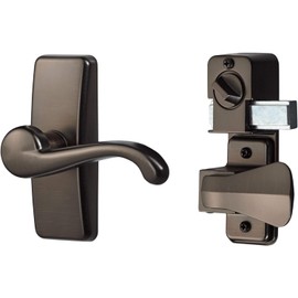 Ideal Security Door Lever with Deadbolt Lock for Storm and Screen Doors, Antique Brass (3-Piece Set)