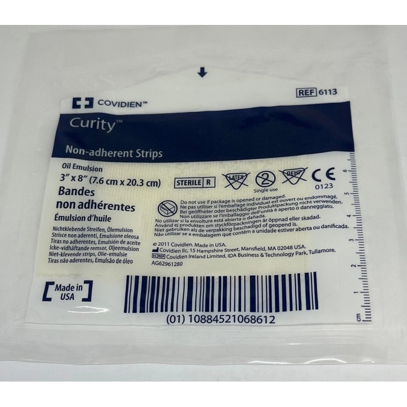COVIDIEN Curity 6113 Non-Adherent Dressing 3'' x 8'' Strips, Oil