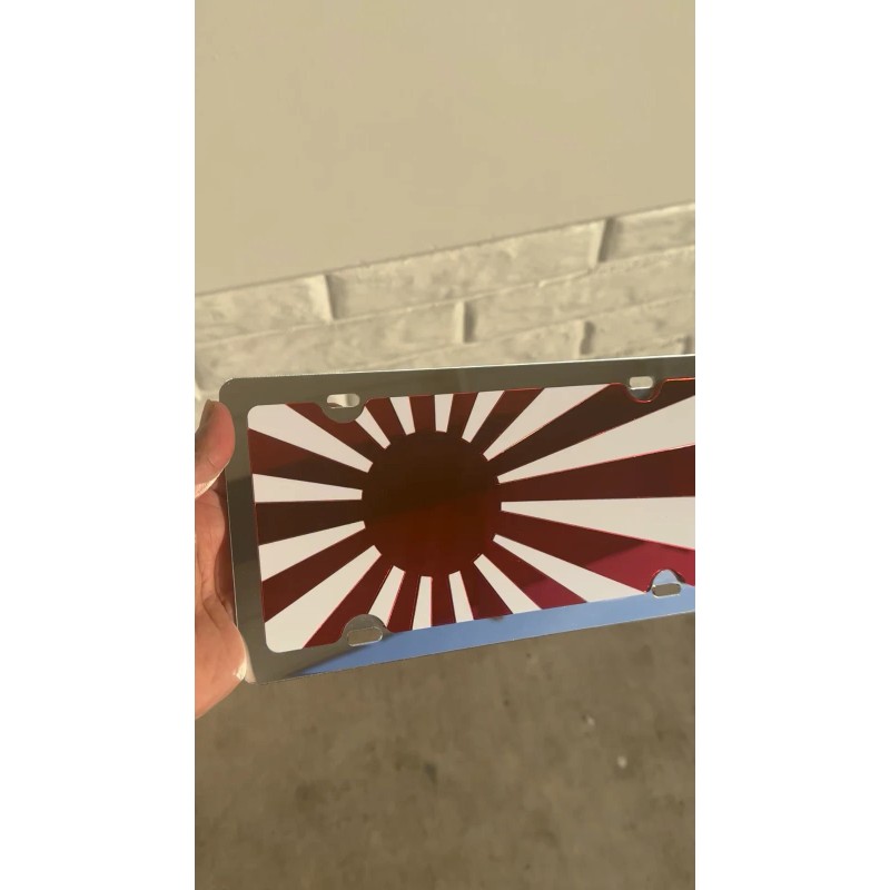 Japan Rising Flag Mirror Acrylic laser cut license plate JDM
