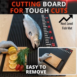Fish Fillet Mat with Fish Cutting Board, Extra Large 33"x15.75", Portable & Grippy Fish Cleaning Mat - Durable & Easy to Clean, Rollable Fish Fillet Board
