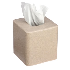 Sumnacon Resin Square Tissue Box Cover - Stylish Cube Tissue Box Holder with Open Bottom, Decorative Tissue Holder for Bathroom Vainty Toilet Dresser Desk Table Kitchen Countertop, Beige