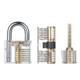 Lock Picking Set, 15pcs Lock Picking Set Kit Tool with Three Transparent Practice Training Padlock Lock for Locksmith Beginners and Professional