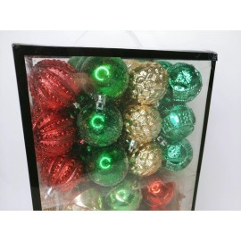 Assorted 101 Christmas Tree Ornaments Shatterproof Balls Snowflake (Red, Green)