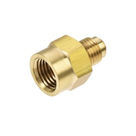 sourcing map Brass Pipe Fitting, 7/16"-20UNF Flare Male to 1/4NPT Female Thread, Tubing Adapter Hose Connector, for Air Conditioner Refrigeration