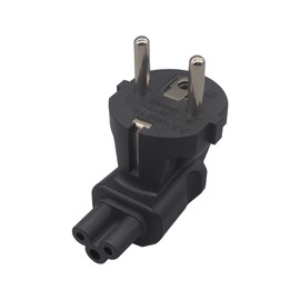 RIIEYOCA 90 Degree Schuko Plug to IEC C5 Adapter, IEC320 C5 Female to European Plug CEE 7/7 Plug Adapter for Laptop or C5 Cable Devices - Black (Pack of 2)