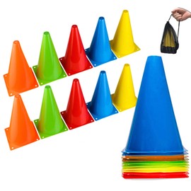 BiAnYC Cone, 9.1 inches (23 cm), Mini Color, Marker Cone, Lightweight Type, 5 Colors (2 of Each Color), Set of 10, Storage Pouch Included