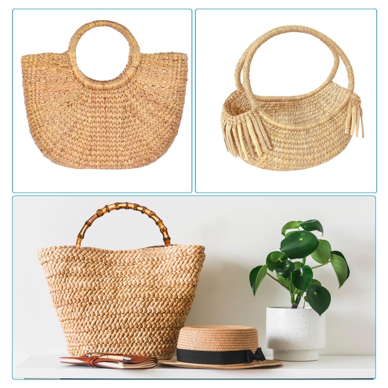PATIKIL 5.9 Inch Bamboo Purse Handles, 4 Pcs Round Replacement