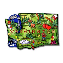 Washington Artwood State Magnet Collectible Souvenir by Classic Magnets