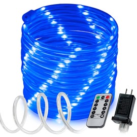 WYZworks 20ft Blue LED Rope Light - 8 Modes, Waterproof Outdoor Accent Lighting with Remote, Flexible Clear Tube, ETL Certified, Garden, Patio, Backyard, Holiday Christmas, Tree, Ambient Decor