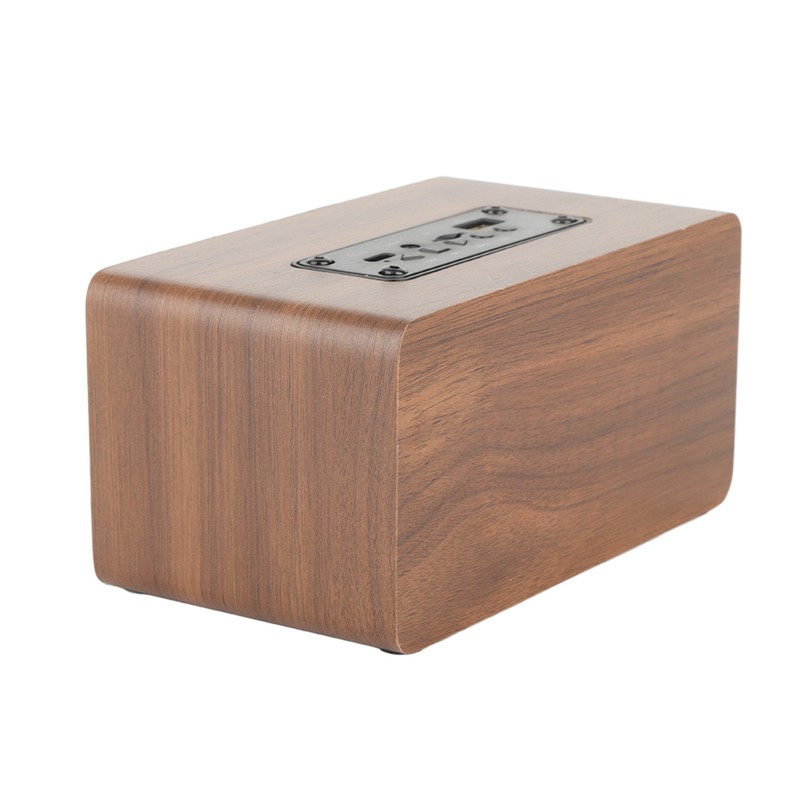 Wood Bluetooth Speaker Subwoofer FM Radio HiFi Music Clock Alarm