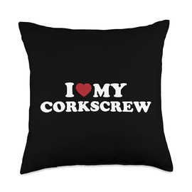 I Love My Corkscrew, Heart My Corkscrew Throw Pillow, 18x18, Multicolor