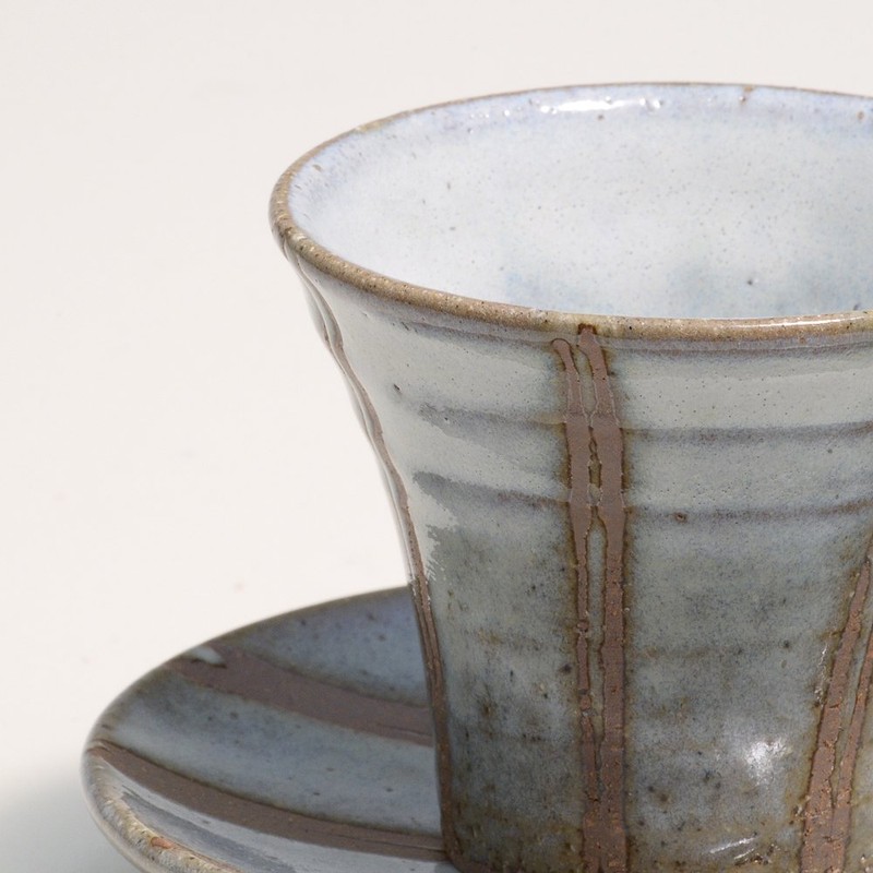 信楽焼 in the town of 白萩 Lines Coffee Bowl Dish