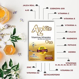 Suplemento Alimenticio AzVite caja c/ 30 Cápsulas. Multivitamínico Suplemento Nutricional. Multivitaminas para Adultos. Vitaminas y Minerales con Ajo,
