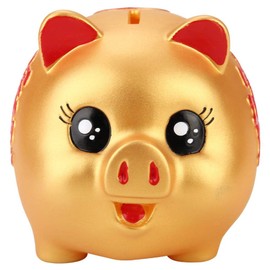 Piggy Bank, Creative Golden Plastic Gran Capacidad Cute Pig Bank Pig Toy Anti-Fall Coin Money Cash Collectible Saving Box Gran para niños