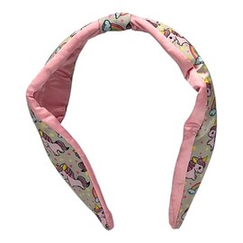 Fashiella Girls Unicorn Print Knotted Headband Soft Satin Handmade Washable Hair Accessories for Teens Womens Sports Yoga School Hairband (Pink - 1 Piece, Onesize)
