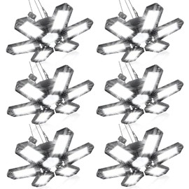 SEOBIOG LED Garage Lights 6 Pack, 200W 20000LM Plug in Shop Light, 6500K LED Linkable LED Lights with 6+1 Deformable Panels for Garage, Warehouse, Barn, Basement (Built-in ON/Off Switch)