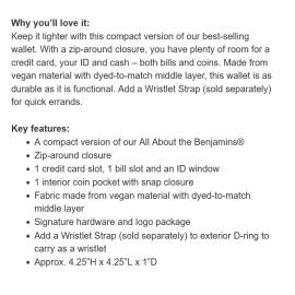 Thirty-One Thirty One 31 Mini All About the Benjamins Wallet Coastal Red with Wristlet NEW!