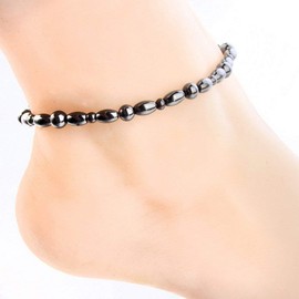 1/3PCS Women Men Magnetic Anklet Hematite Stone Ankle Bracelet, Health Care Black Therapy Jewelry, by Lottoy (1PC)