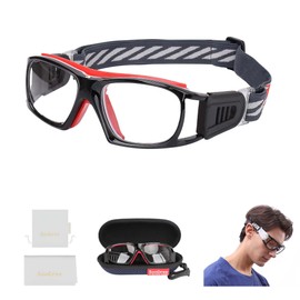 SooGree Sport Goggles Basketball Soccer Football Sports Protective Eyewear Goggles Eye Safety Glasses Men Women Racquetball Goggles Lens Replaceable (Black Frame Red Pad)