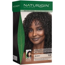 Naturigin Permanent Hair Color, 2.0 Black, Ammonia Free, 100% Gray Coverage, Nourishing Natural Formula, For All Hair Types, Long-Lasting, Vegan & Cruelty-Free, 1 Pack