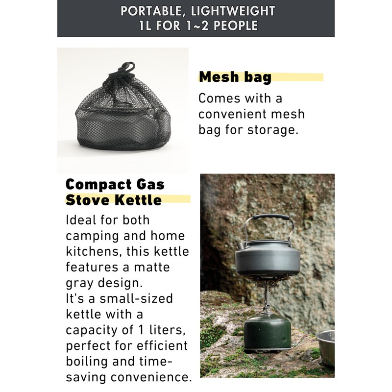 CAMPINGMOON Camping Kettle 1L Portable Ultra-Light Coffee Tea Pot S1000
