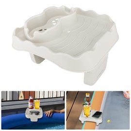 Taixinpower Adjustable Hot Tub Table Tray,Side Table Tray for Hot Tub,Above Ground Pool Side Life Tray Table for Bathtub Spa Outdoor Patio (Beige)