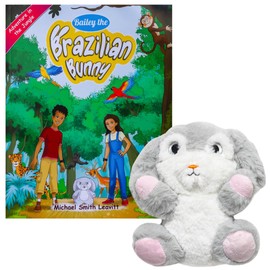 LAHEY LANE Bailey The Bunny Adventure in The Jungle - Children's Book & Stuffed Bunny Plushie Set - Eye-Catching Full Color Illustrations - Bunny Stuffed Animal & Kids Book Bundle for Ages 3-8 Years