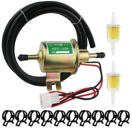 Universal Electric Fuel Pump Kit for All 12V Cars Trucks Boats Carburetor Lawn Mower, DC 12V (3-6PSI) Fuel Pump+ 2M 5/16" ID Fuel Line + Fuel Filters + 10pcs Hose Clamp