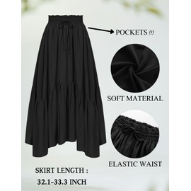 Scarlet Darkness Women Black Long Skirt High Waist Maxi Skirt Renaissance Skirt Black M