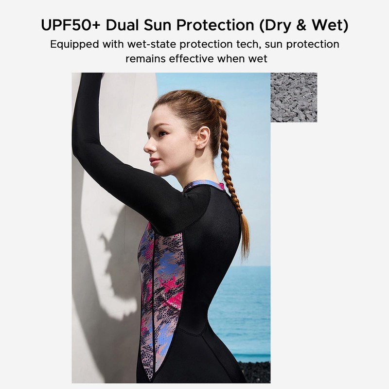 Aomiun Costume da bagno da donna a maniche lunghe, protezione