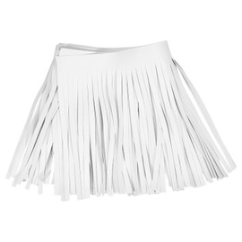 sourcing map 2 Yards 6 Inch PU Faux Leather Fringe Trim Double Side Leather Sewing Tassel Fringe for DIY Sewing Dress Crafts Skirt Decoration, White
