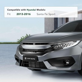 YHTAUTO Front License Plate Frame Compatible with Hyundai Santa Fe Sport 2013 2014 2015 2016, Black Bumper License Plate Bracket, No Drill Licence Plate Holder w/o Screws