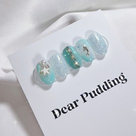 [Handmade Nail Tips] Sea Ocean Nails - Long Oval / [수제네일팁] 바다오션 네일 - 롱오벌
