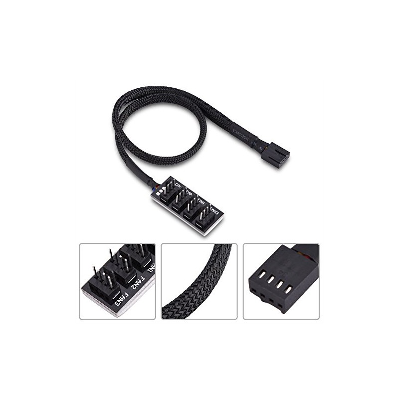 Bewinner 4-Pin PWM Fan Hub, 4-Pin Macho para CPU Fan