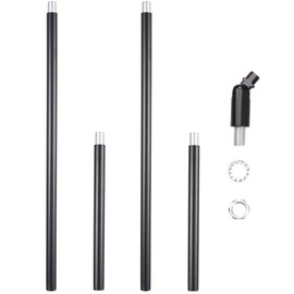 Canomo Chandelier Extension Poles Lighting Fixture Downrods with 1/8-IP Threaded 3/8" Diameter Insert Pipes and 180 Degrees Sloped Adapter for Pendant Light, Black (12 Inch and 6 Inch)