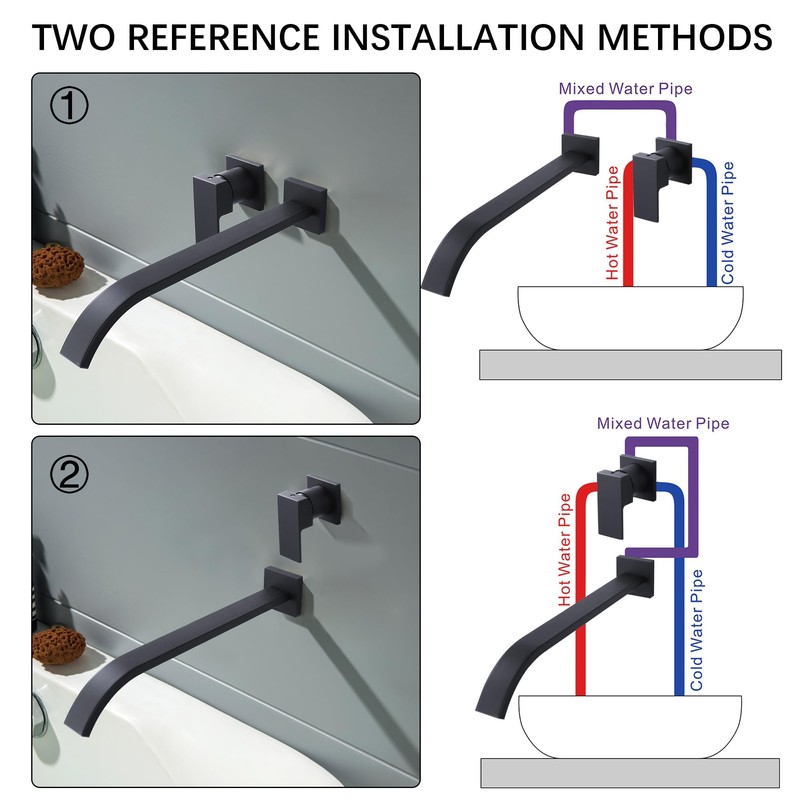 BEIYI Matte Black Wall Mount Tub Filler Bath Tub Faucet