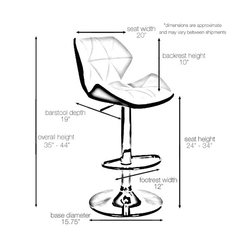 Modern Home Spyder Contemporary Adjustable Height Barstool/Bar Chair (White/Red)