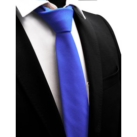 GUSLESON - Corbata de 8 cm (8 cm), color liso, material de tartán y caja de regalo, Azul oscuro-2, general