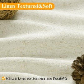 Naturoom Ivory Linen Shower Curtain, Cloth Textured Fabric Shower Curtain Set with Hooks, Simple Elegant Modern Country Ultra Thick Bath Curtains for Bathroom,Water Repellent,Cream,72x72