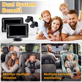 2-Pack Baby Camera for Twins - Dual Rear-Facing Baby Monitor with Night Vision, Easy Plug & Play for Multiple Vehicles, Infant Car Seat Safety Camera System with Anti-Glare 4.3" Display