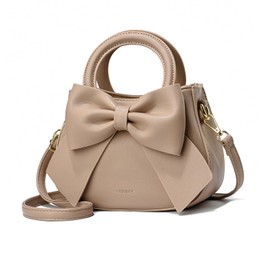 NICOLE & DORIS Small Handbags for Women Cute Crossbody Bag Mini Shoulder Bags PU Leather Top Handle Bags Bowknot Handbag Clutch Bag Girls Messenger Bags Khaki