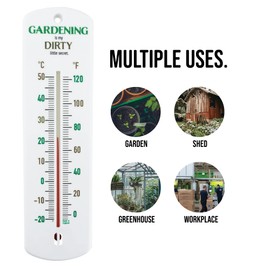 Greenhouse Thermometer - 240 mm Classic Garden Thermometer Gift For Outdoor Use In Garden Greenhouse Accessories Shed Allotment Ideal Gardening Gifts (Gardening is my dirty little secret)