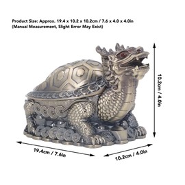 Pssopp Decorative Cool Ashtray, Windproof Lid Tortoise Dragon Ashtray Hand Carved Fancy Family Office Outdoor